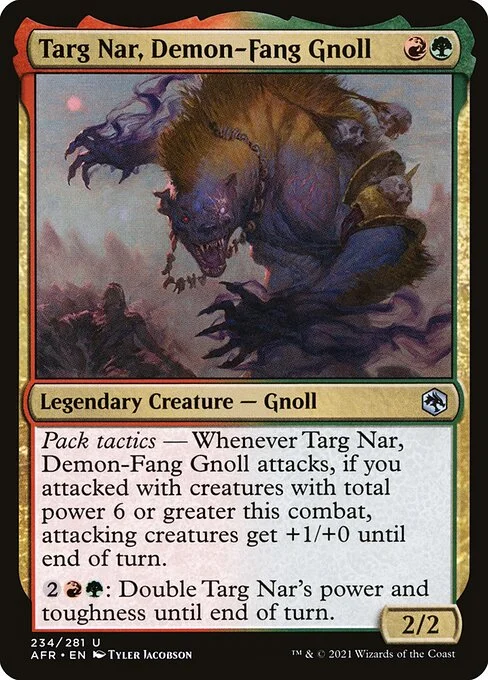 Targ Nar, Demon-Fang Gnoll, carta Magic di tipo Legendary Creature — Gnoll illustrata da Tyler Jacobson