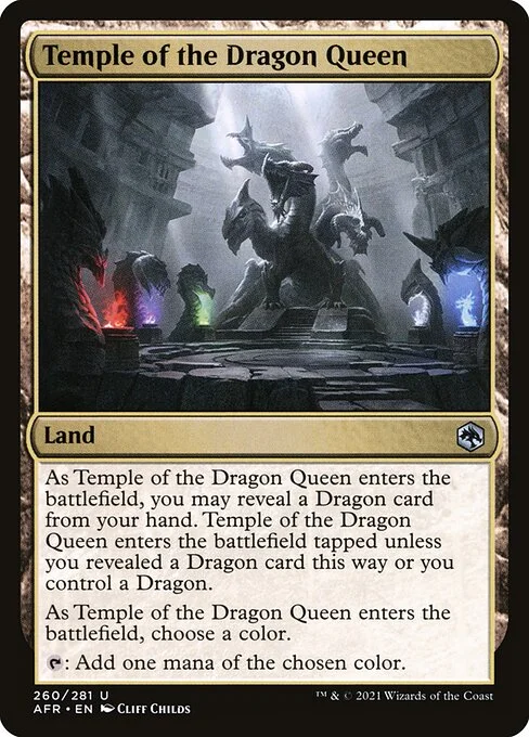 Temple of the Dragon Queen, carta Magic di tipo Land illustrata da Cliff Childs
