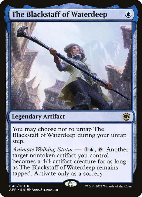 The Blackstaff of Waterdeep, carta Magic di tipo Legendary Artifact illustrata da Anna Steinbauer