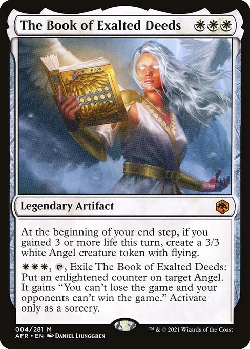 The Book of Exalted Deeds, carta Magic di tipo Legendary Artifact — Book illustrata da Daniel Ljunggren