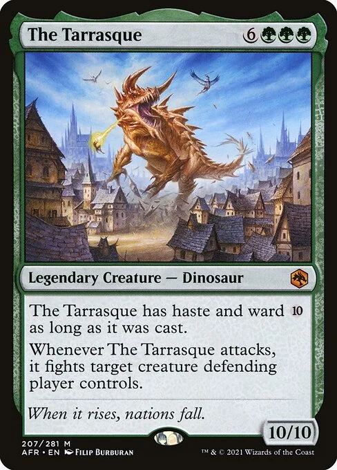 The Tarrasque, carta Magic di tipo Legendary Creature — Dinosaur illustrata da Filip Burburan