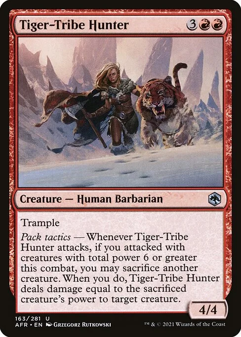 Tiger-Tribe Hunter, carta Magic di tipo Creature — Human Barbarian illustrata da Grzegorz Rutkowski