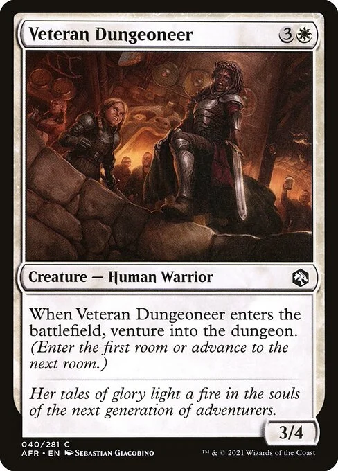 Veteran Dungeoneer, carta Magic di tipo Creature — Human Warrior illustrata da Sebastian Giacobino