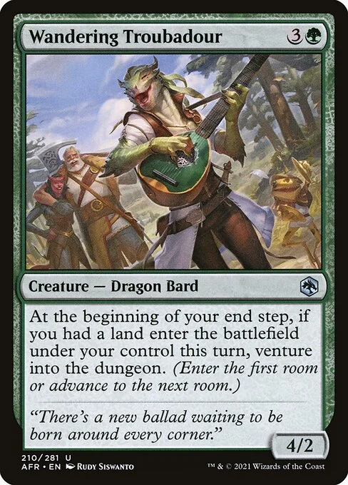 Wandering Troubadour, carta Magic di tipo Creature — Dragon Bard illustrata da Rudy Siswanto