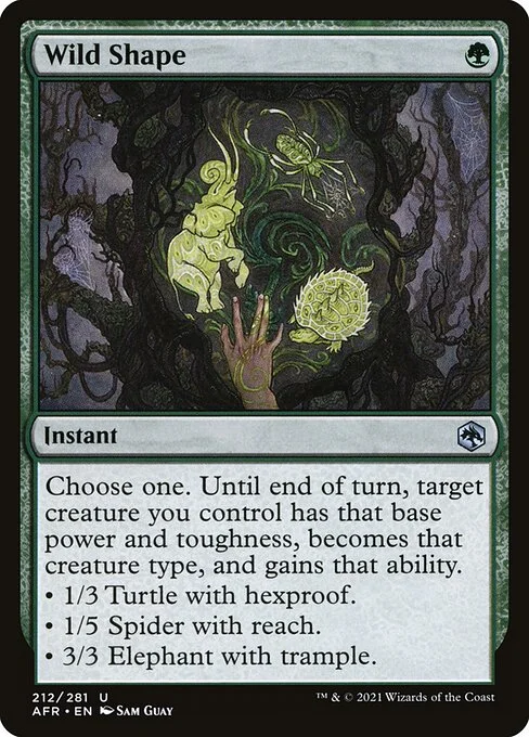 Wild Shape, carta Magic di tipo Instant illustrata da Sam Guay