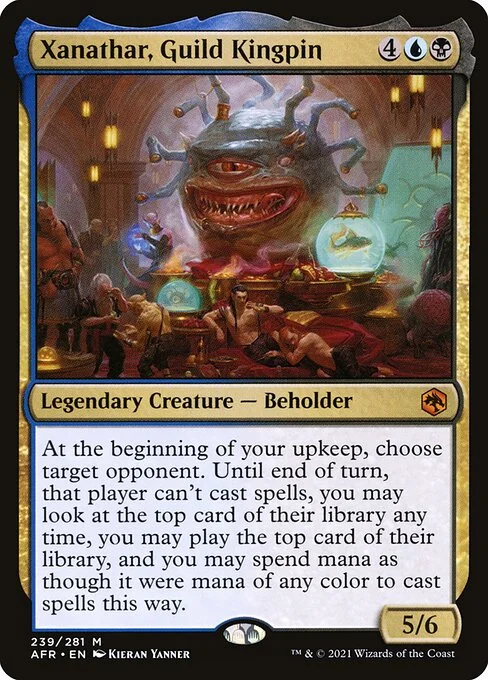 Xanathar, Guild Kingpin, carta Magic di tipo Legendary Creature — Beholder illustrata da Kieran Yanner