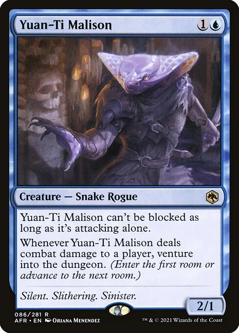 Yuan-Ti Malison, carta Magic di tipo Creature — Snake Rogue illustrata da Oriana Menendez