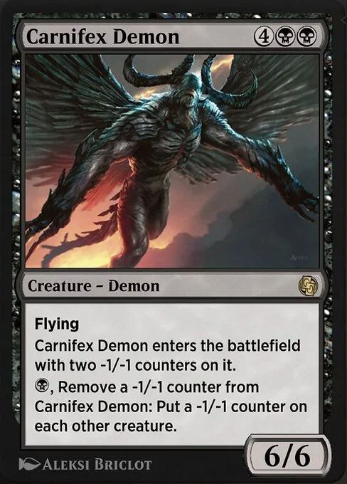 Carnifex Demon, carta Magic di tipo Creature — Phyrexian Demon illustrata da Aleksi Briclot