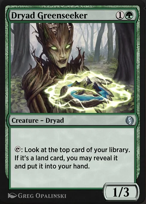 Dryad Greenseeker, carta Magic di tipo Creature — Dryad illustrata da Greg Opalinski
