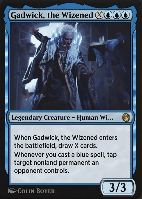 Gadwick, the Wizened, carta Magic di tipo Legendary Creature — Human Wizard illustrata da Colin Boyer