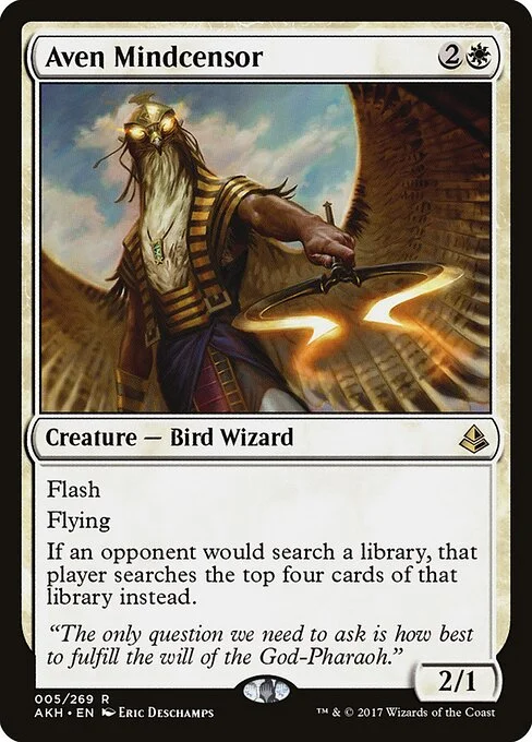 Aven Mindcensor, carta Magic di tipo Creature — Bird Wizard illustrata da Eric Deschamps