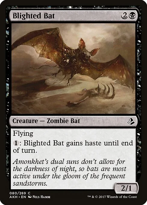 Blighted Bat, carta Magic di tipo Creature — Zombie Bat illustrata da Nils Hamm