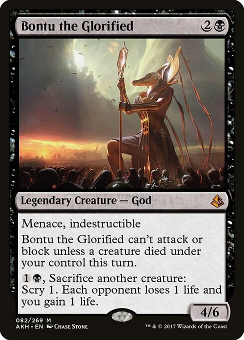 Bontu the Glorified, carta Magic di tipo Legendary Creature — God illustrata da Chase Stone