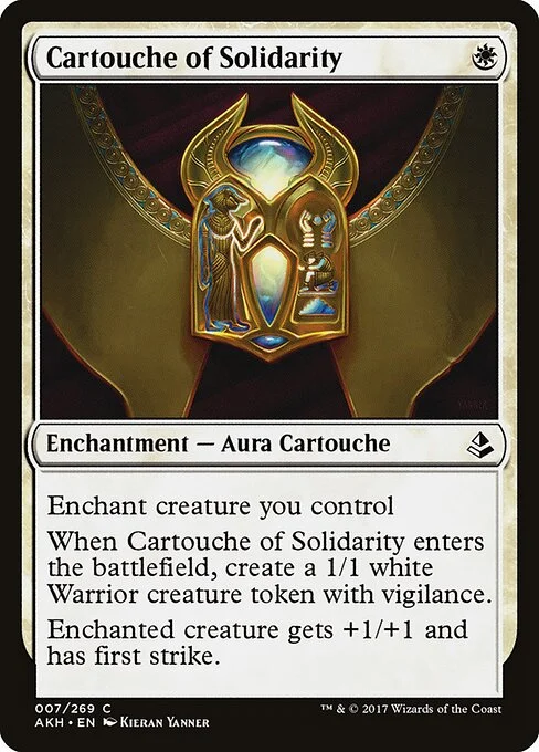 Cartouche of Solidarity, carta Magic di tipo Enchantment — Aura Cartouche illustrata da Kieran Yanner