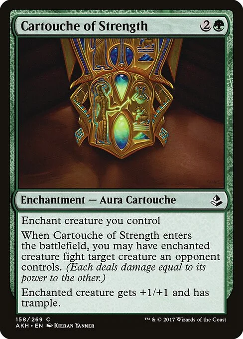 Cartouche of Strength, carta Magic di tipo Enchantment — Aura Cartouche illustrata da Kieran Yanner