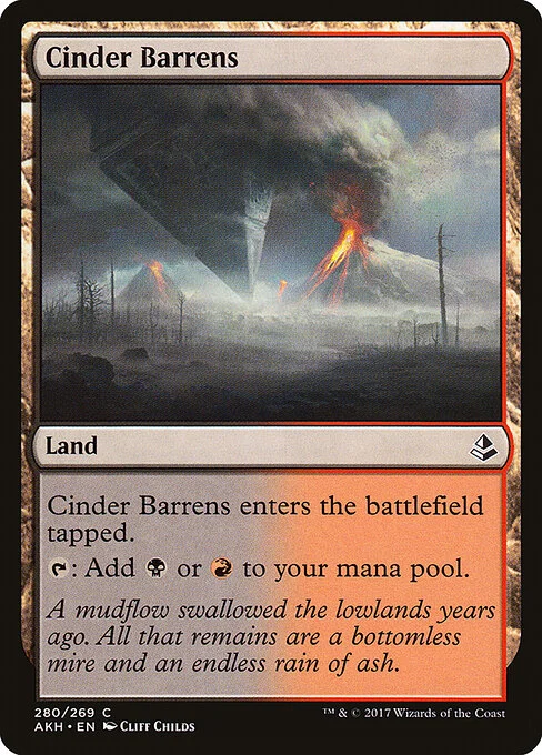 Cinder Barrens, carta Magic di tipo Land illustrata da Cliff Childs