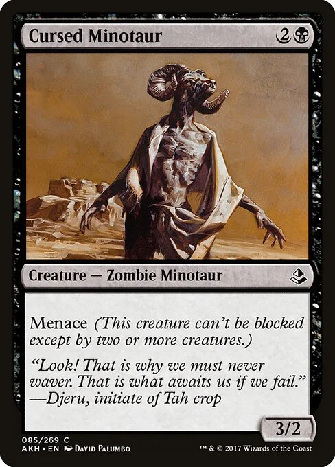 Cursed Minotaur, carta Magic di tipo Creature — Zombie Minotaur illustrata da David Palumbo