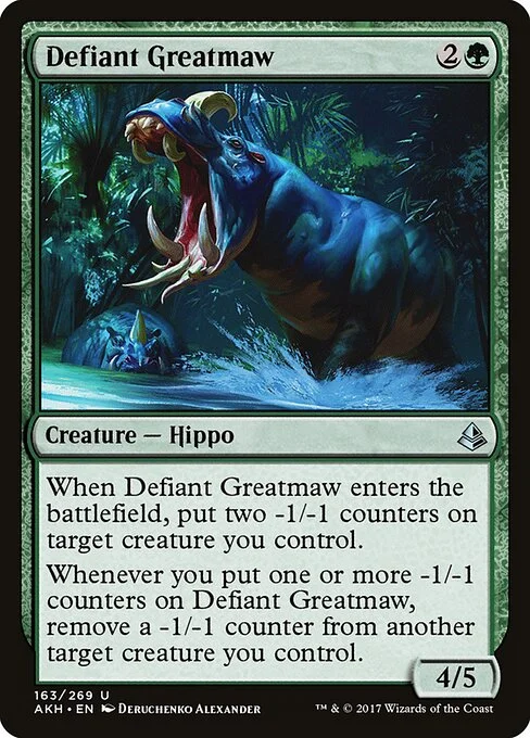 Defiant Greatmaw, carta Magic di tipo Creature — Hippo illustrata da Deruchenko Alexander