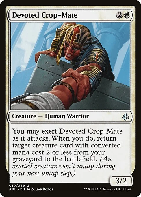 Devoted Crop-Mate, carta Magic di tipo Creature — Human Warrior illustrata da Zoltan Boros