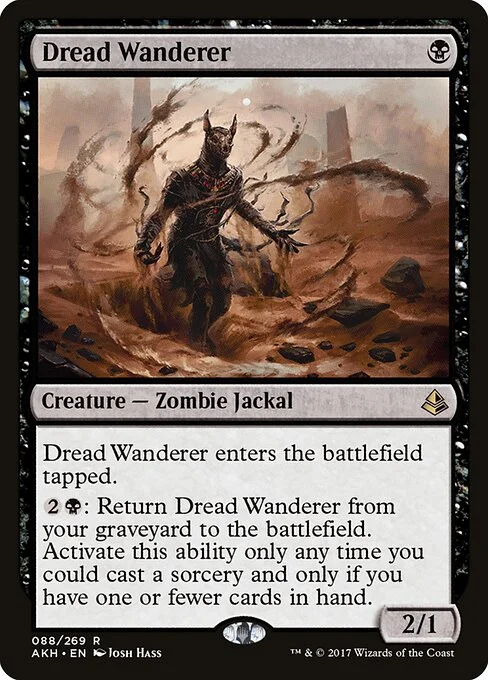Dread Wanderer, carta Magic di tipo Creature — Zombie Jackal illustrata da Josh Hass