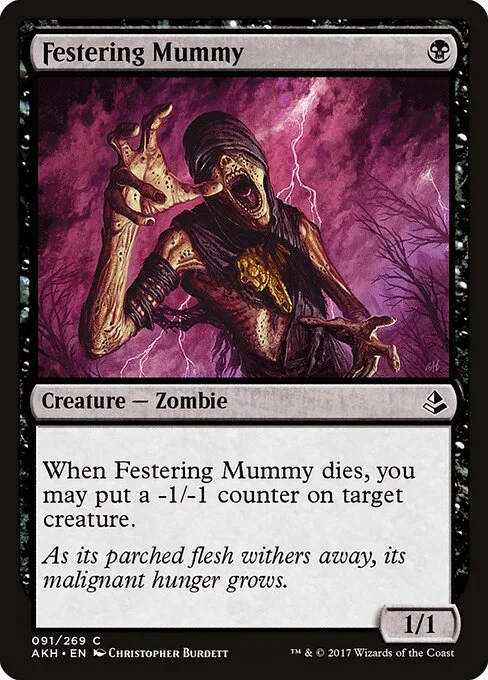 Festering Mummy, carta Magic di tipo Creature — Zombie illustrata da Christopher Burdett