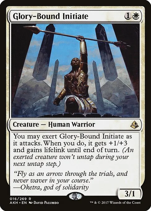 Glory-Bound Initiate, carta Magic di tipo Creature — Human Warrior illustrata da David Palumbo