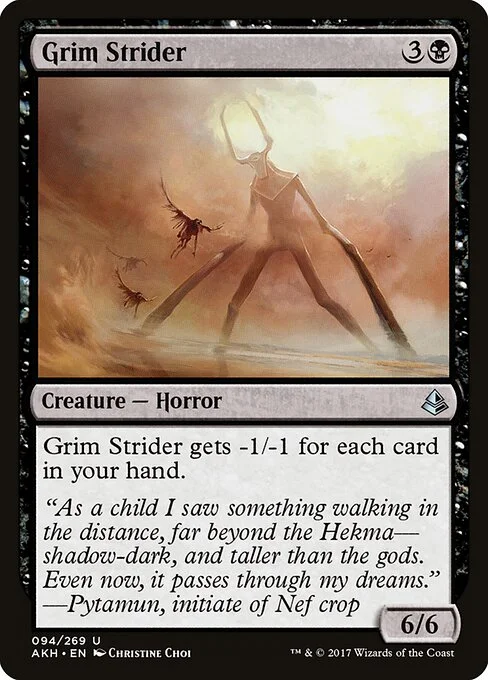 Grim Strider, carta Magic di tipo Creature — Horror illustrata da Christine Choi