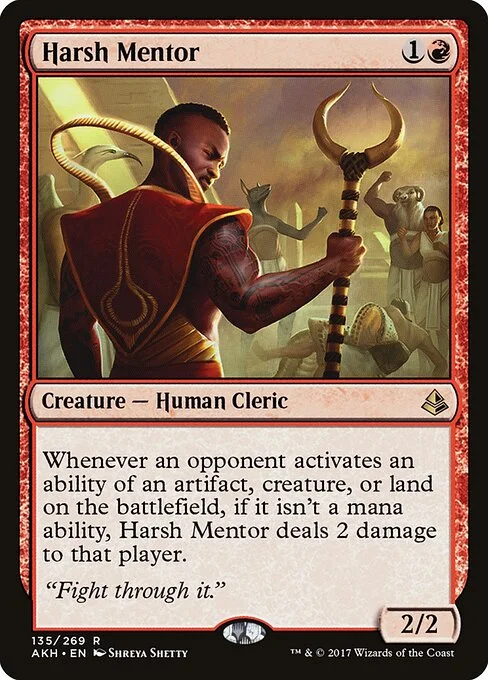 Harsh Mentor, carta Magic di tipo Creature — Human Cleric illustrata da Shreya Shetty