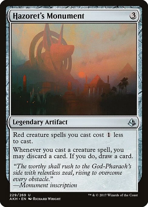 Hazoret's Monument, carta Magic di tipo Legendary Artifact illustrata da Richard Wright