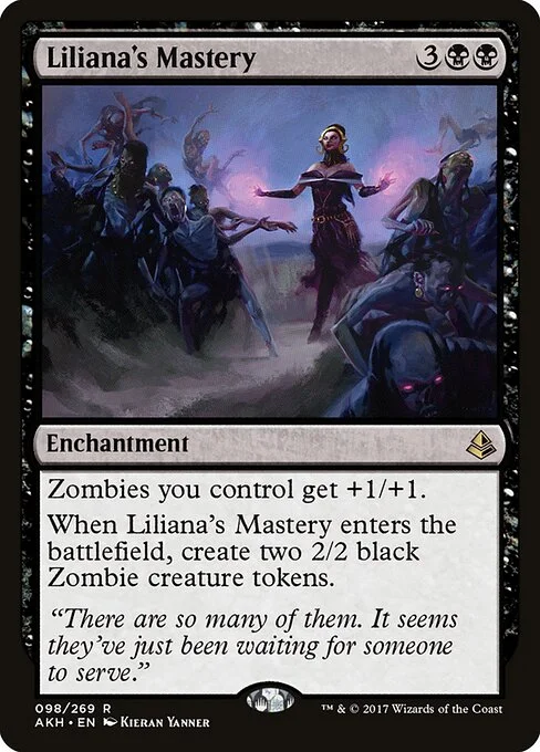 Liliana's Mastery, carta Magic di tipo Enchantment illustrata da Kieran Yanner