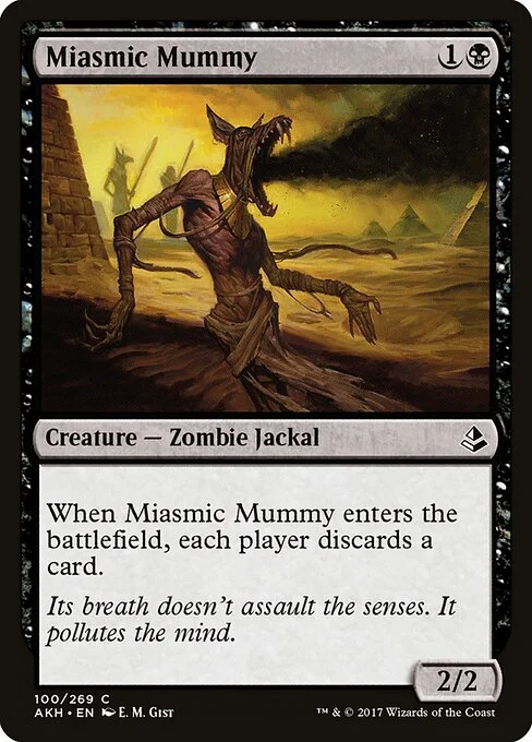 Miasmic Mummy, carta Magic di tipo Creature — Zombie Jackal illustrata da E. M. Gist