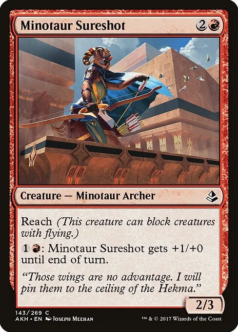 Minotaur Sureshot, carta Magic di tipo Creature — Minotaur Archer illustrata da Joseph Meehan