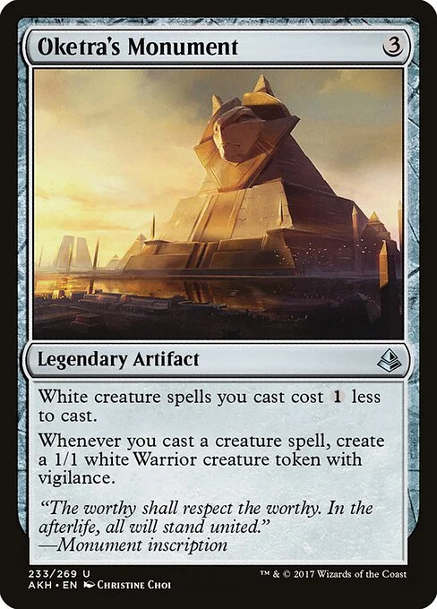Oketra's Monument, carta Magic di tipo Legendary Artifact illustrata da Christine Choi