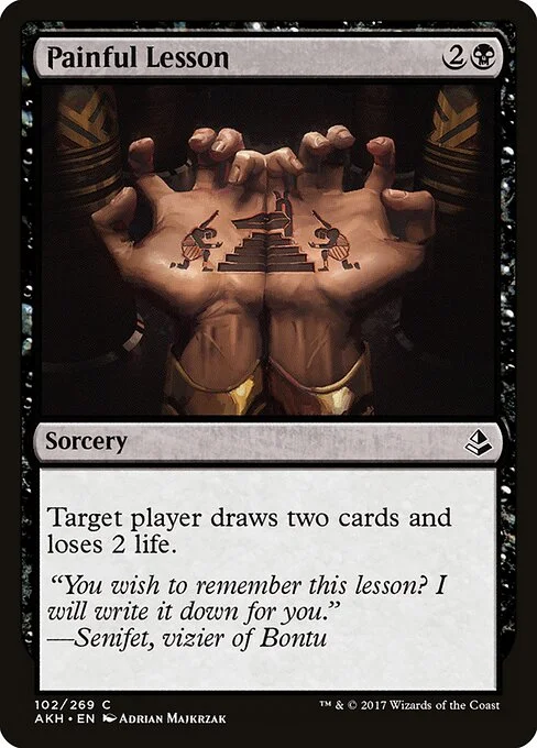 Painful Lesson, carta Magic di tipo Sorcery illustrata da Adrian Majkrzak