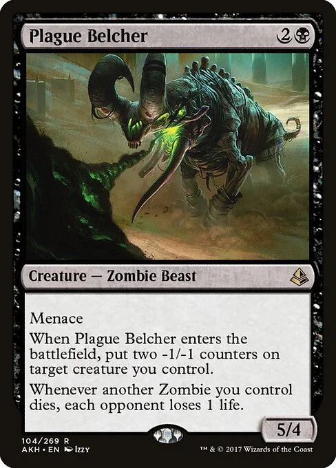 Plague Belcher, carta Magic di tipo Creature — Zombie Beast illustrata da Izzy