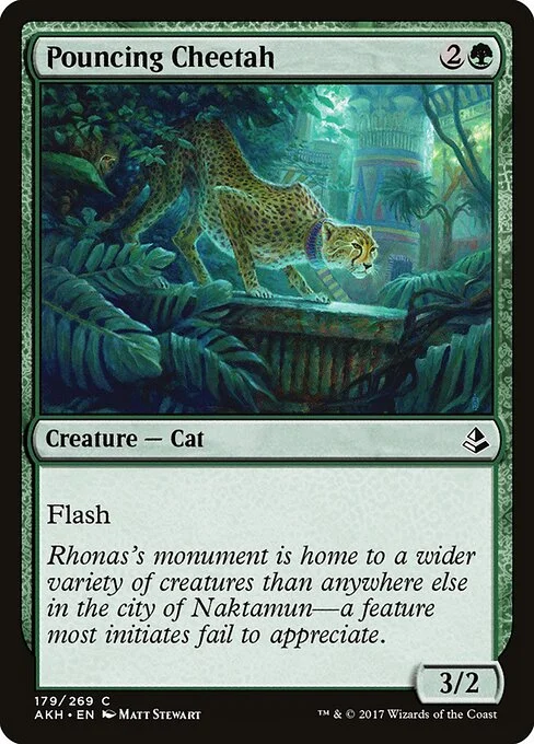 Pouncing Cheetah, carta Magic di tipo Creature — Cat illustrata da Matt Stewart