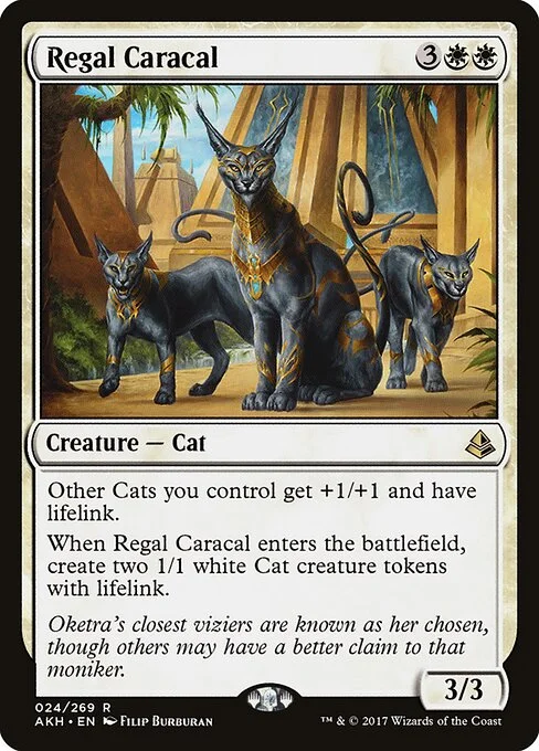 Regal Caracal, carta Magic di tipo Creature — Cat illustrata da Filip Burburan