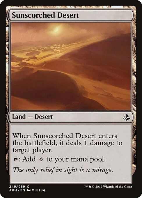 Sunscorched Desert, carta Magic di tipo Land — Desert illustrata da Min Yum