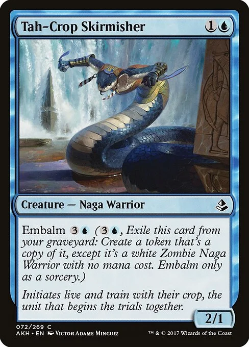 Tah-Crop Skirmisher, carta Magic di tipo Creature — Snake Warrior illustrata da Victor Adame Minguez