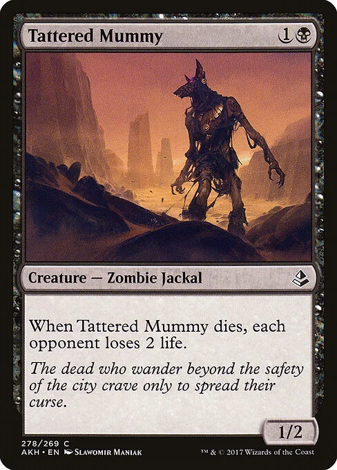 Tattered Mummy, carta Magic di tipo Creature — Zombie Jackal illustrata da Slawomir Maniak