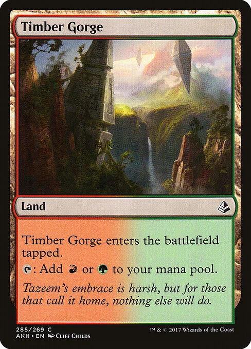 Timber Gorge, carta Magic di tipo Land illustrata da Cliff Childs