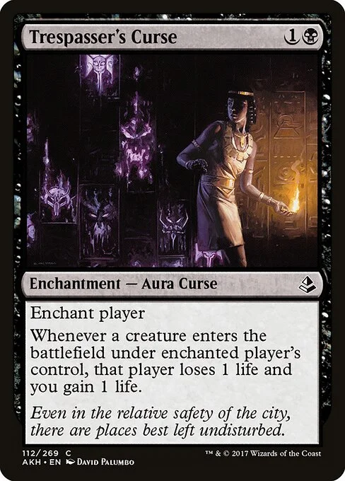 Trespasser's Curse, carta Magic di tipo Enchantment — Aura Curse illustrata da David Palumbo
