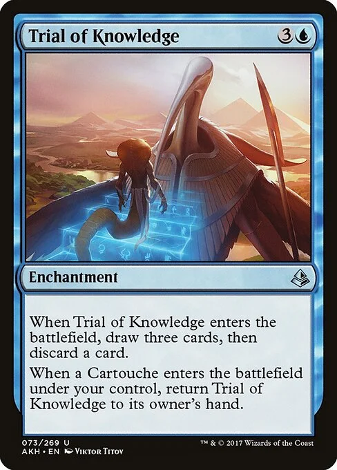Trial of Knowledge, carta Magic di tipo Enchantment illustrata da Viktor Titov