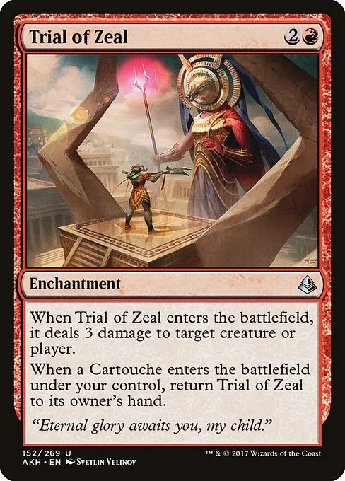 Trial of Zeal, carta Magic di tipo Enchantment illustrata da Svetlin Velinov