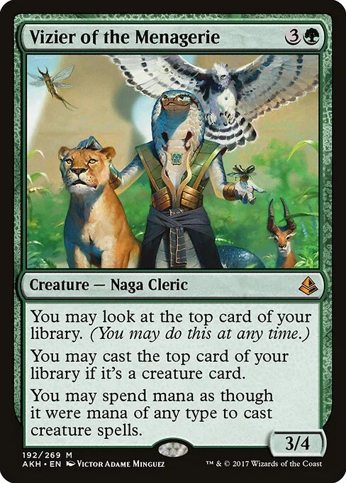 Vizier of the Menagerie, carta Magic di tipo Creature — Snake Cleric illustrata da Victor Adame Minguez