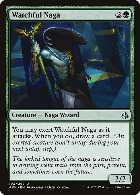 Watchful Naga, carta Magic di tipo Creature — Snake Wizard illustrata da Anastasia Ovchinnikova