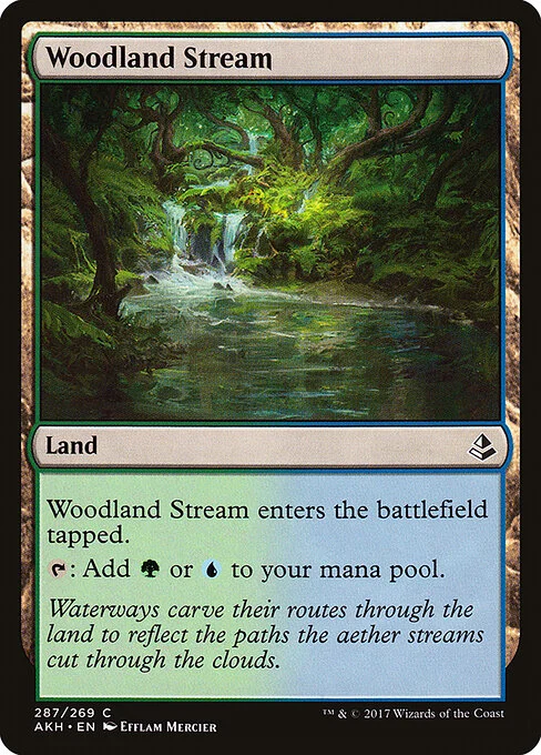 Woodland Stream, carta Magic di tipo Land illustrata da Enora Mercier