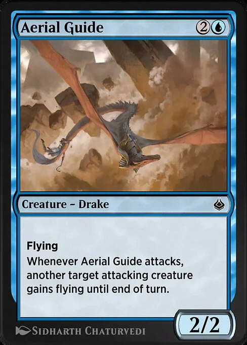 Aerial Guide, carta Magic di tipo Creature — Drake illustrata da Sidharth Chaturvedi