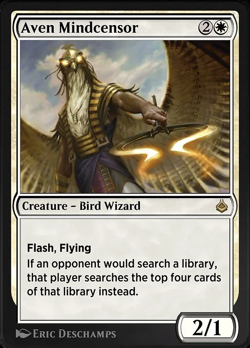 Aven Mindcensor, carta Magic di tipo Creature — Bird Wizard illustrata da Eric Deschamps