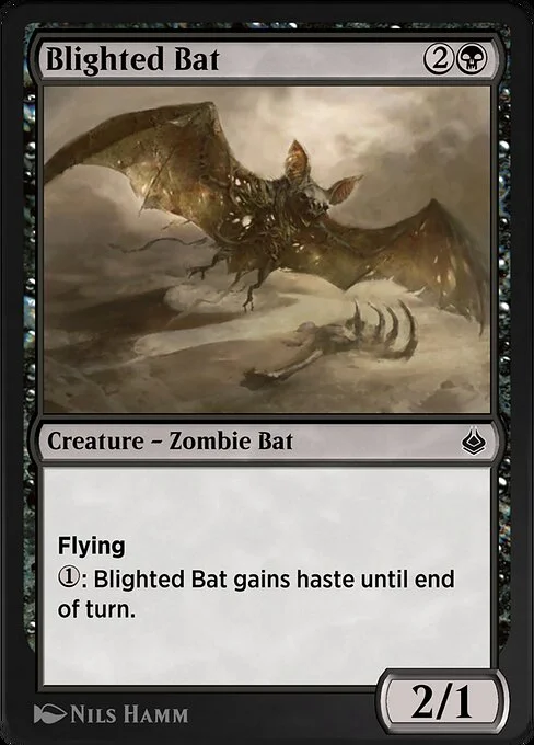 Blighted Bat, carta Magic di tipo Creature — Zombie Bat illustrata da Nils Hamm
